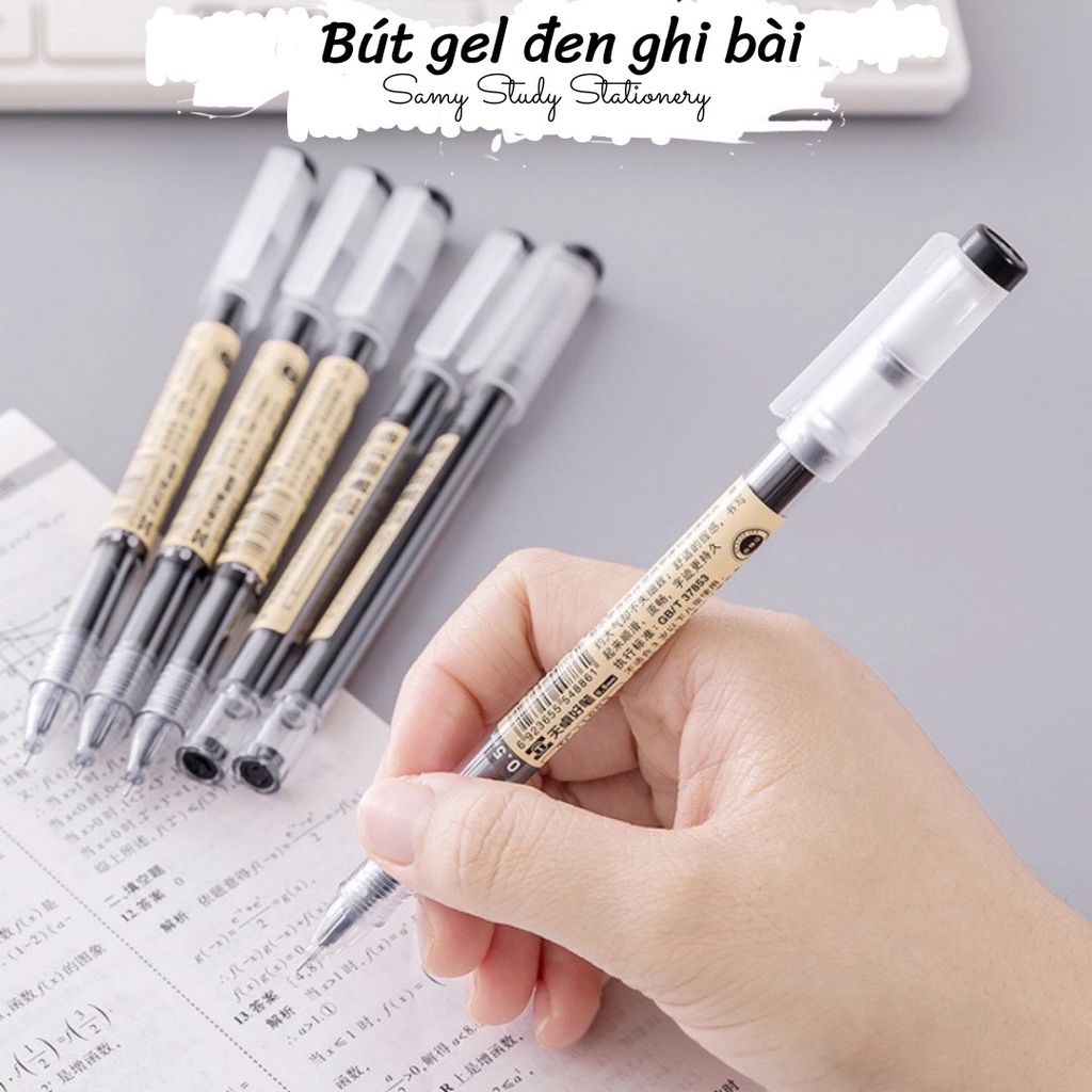 BÚT GEL ĐEN, BÚT MỰC ĐEN BÚT VIẾT BÀI DUPE MUJI BÚT HỌC TIẾNG TRUNG nhanh khô không tắc mực 0.5mm và 0.35mm