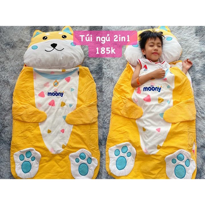 Bộ chăn gối kết hợp túi ngủ đa năng dễ thương Moony cho bé