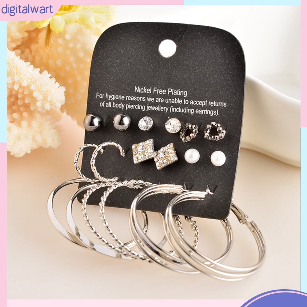 Set 9 Đôi Khuyên Tai Đính Đá Và Ngọc Trai Giả Thời Trang Thanh Lịch Dành Cho Nữ