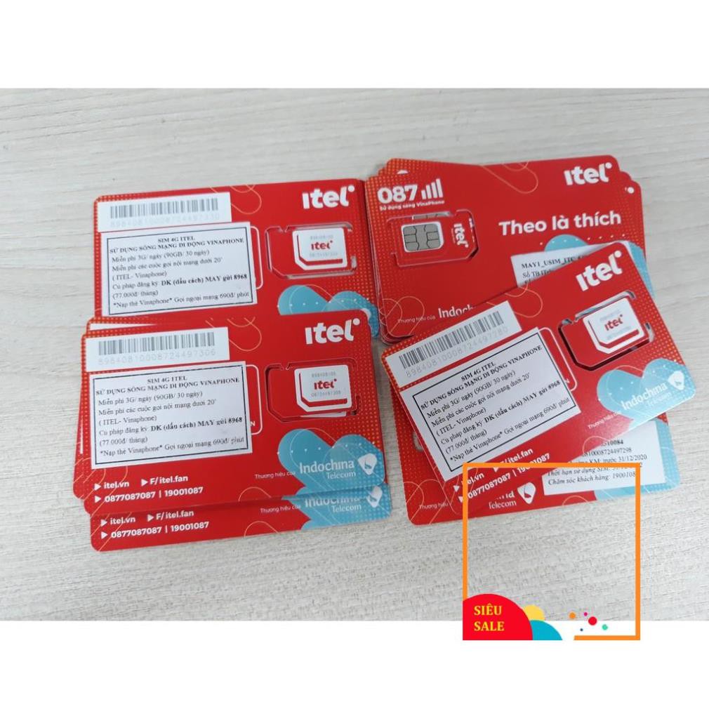 Sim Itelecom có 1GB sẵn + đăng ký được gói MAY 77k có 3GB/ngày