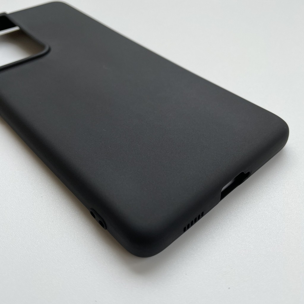 Ốp lưng silicon đen nhám cho Samsung Galaxy S21 Ultra/ S21 Ultra 5G không bám vân tay, có gờ bảo vệ camera.