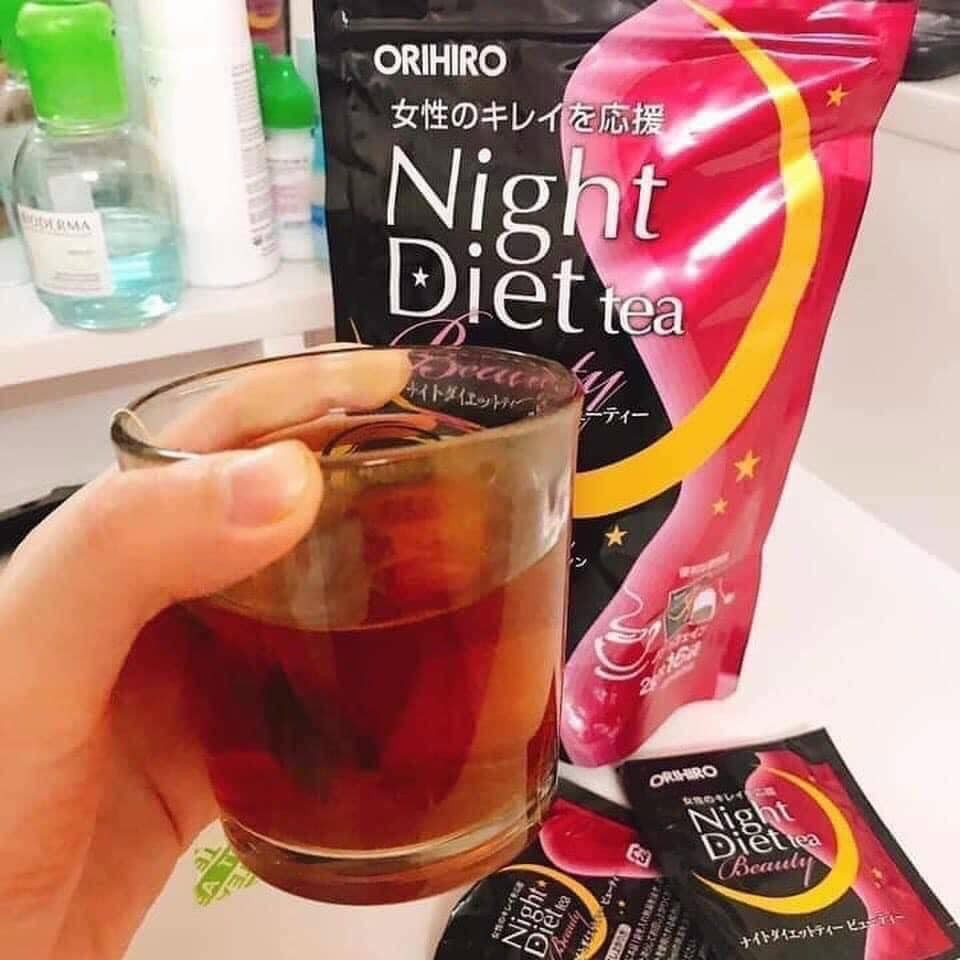Trà giảm cân Beauty Orihiro Night Diet Tea 16 gói nội địa Nhật Bản, bổ sung collagen thủy phân, giúp da căng mịn