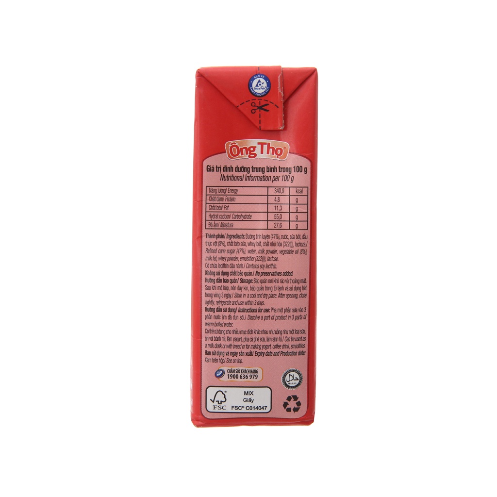 SỮA ĐẶC CÓ ĐƯỜNG ÔNG THỌ ĐỎ - HỘP GIẤY 380G