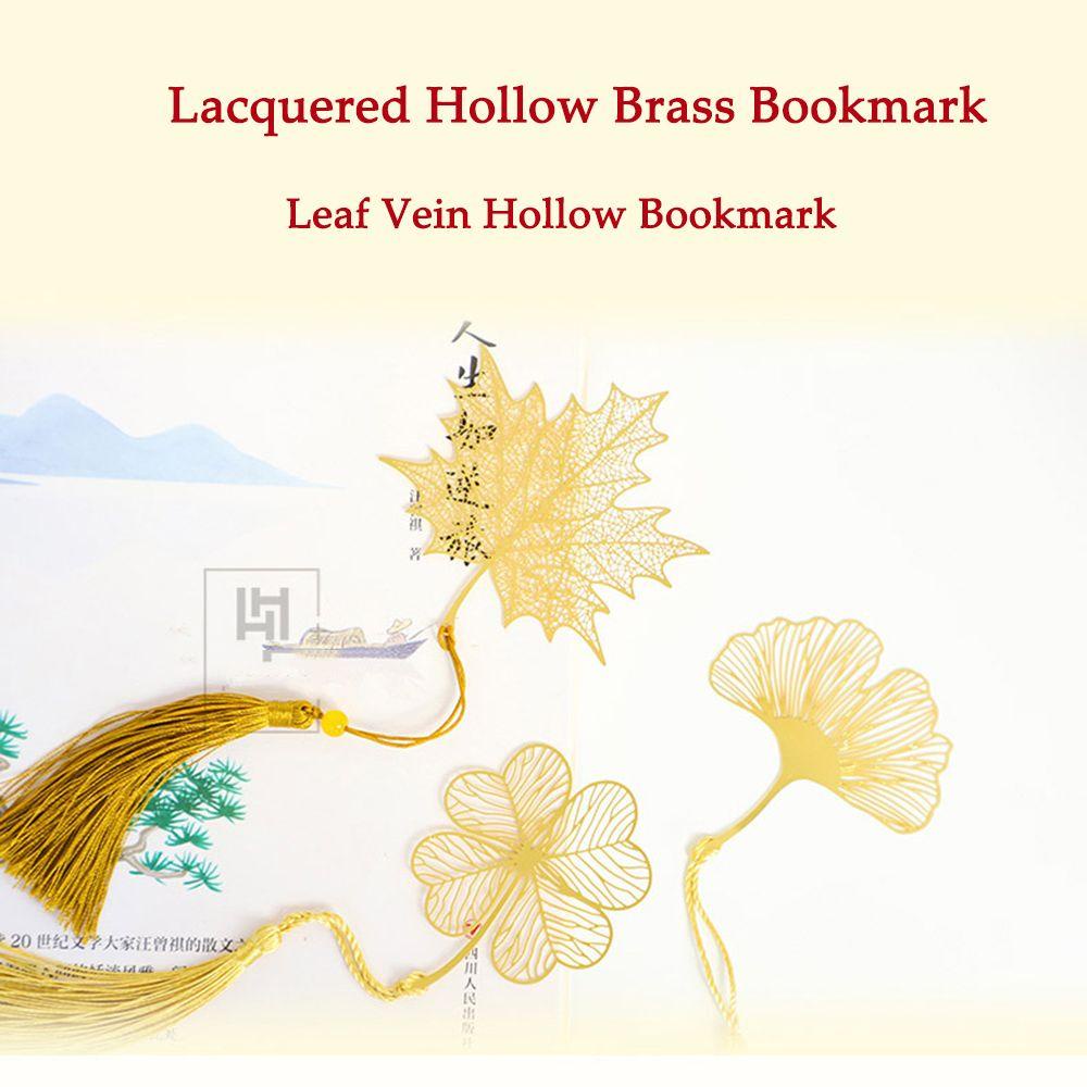 LANFY Bookmark Kim Loại Màu Vàng Hồng Hình Lá Mơ Mới
