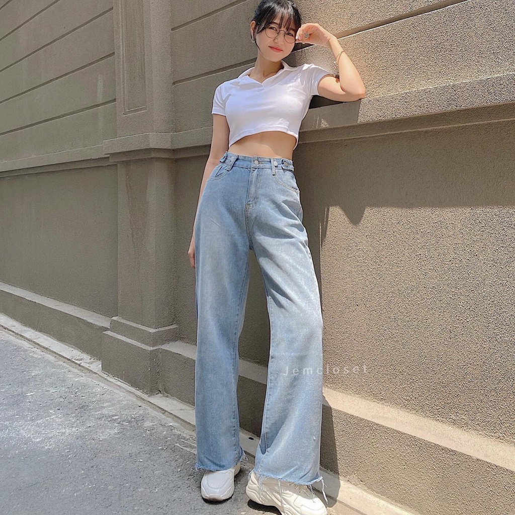 Áo Croptop Nữ Ôm Body JEMCLOSET Croptop Polo Có Cổ Kiểu Sơ Mi Thun Tay Ngắn From Rộng Cá Tính Thể Thao Nhiều Màu 1476