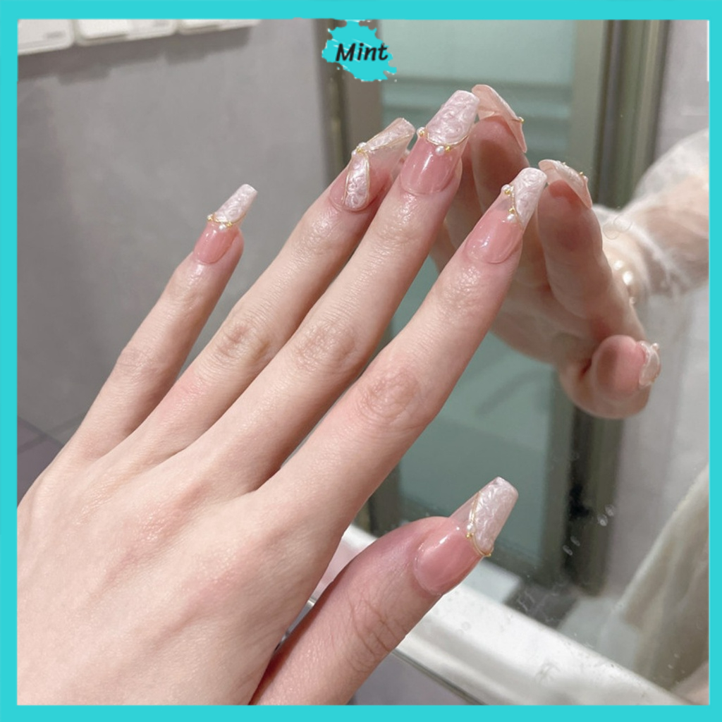 Nail Box Thiết Kế Thủ Công NB98 Nailbox Cao Cấp Sang Chảnh Vân Nhũ Viền Nổi Tráng Gương