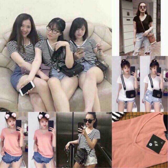 Áo phông trơn cổ tim siêu hot