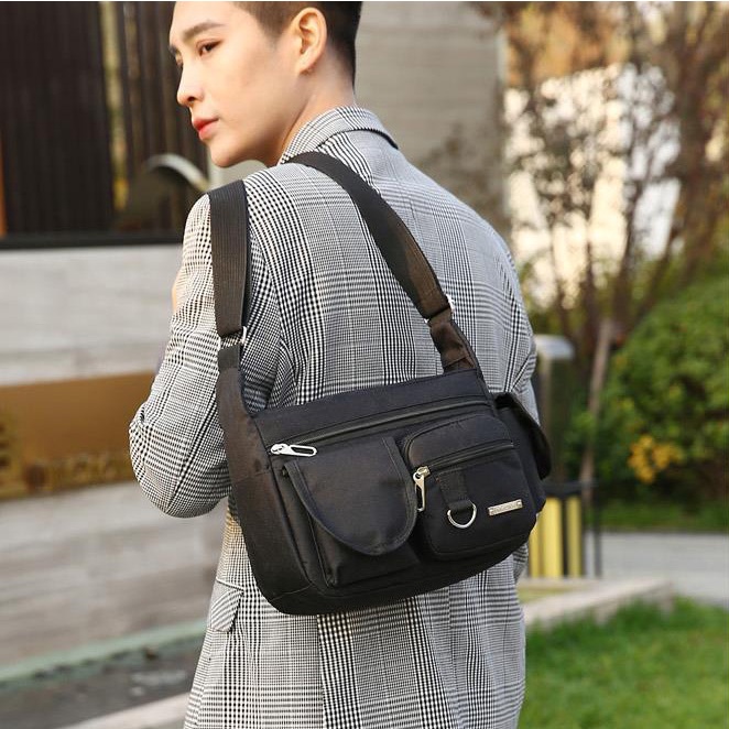 Túi Đeo Chéo Canvas Ngăn Rộng Nhiều Ngăn Thời Trang Nam Tính kj005