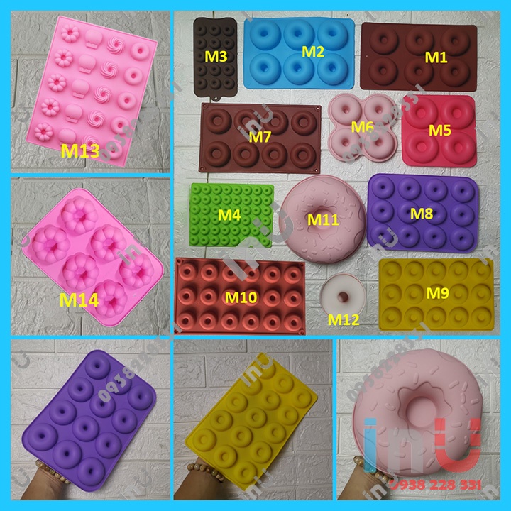 HCM - Khuôn silicon mẫu hình bánh Donut làm kẹo dẻo, râu câu, bánh bông lan nướng mini BSI