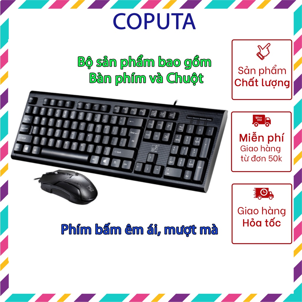 Bàn phím chuột máy tính Coputa bàn phím chuột văn phòng có dây Q9