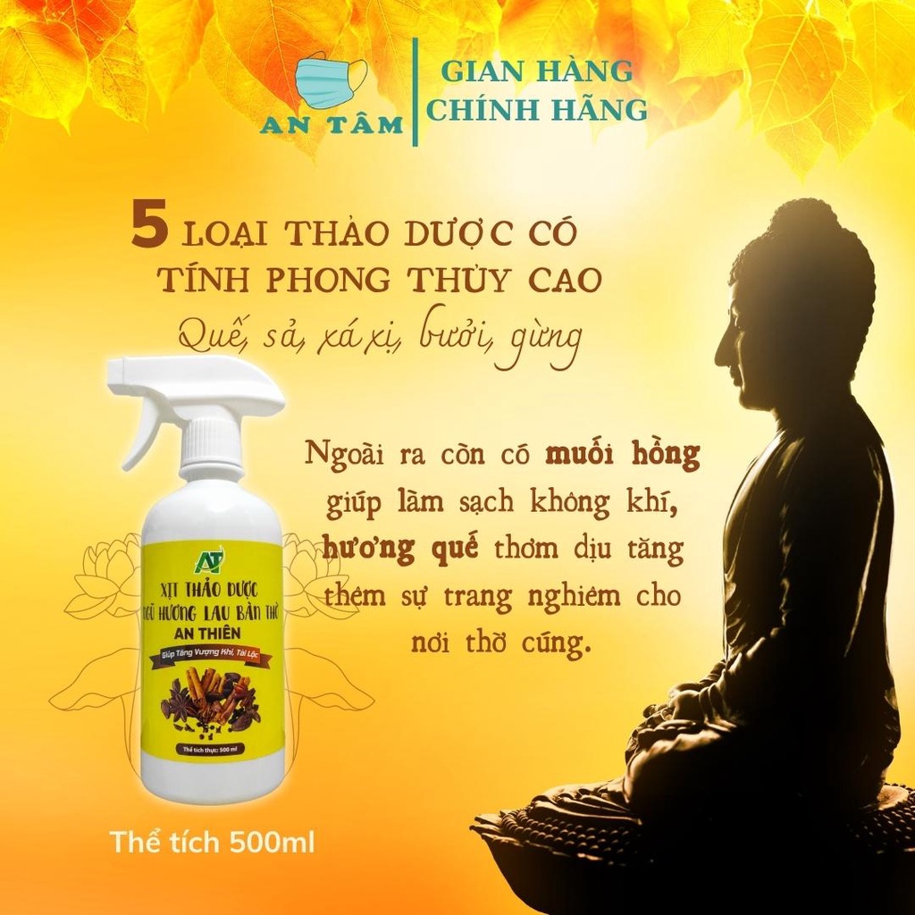 Nước Lau Bàn Thờ Ngũ Hương, Lau Đồ Thờ Cúng, Xua Đuổi Uế Khí, Gia Tăng Tài Lộc 500ml