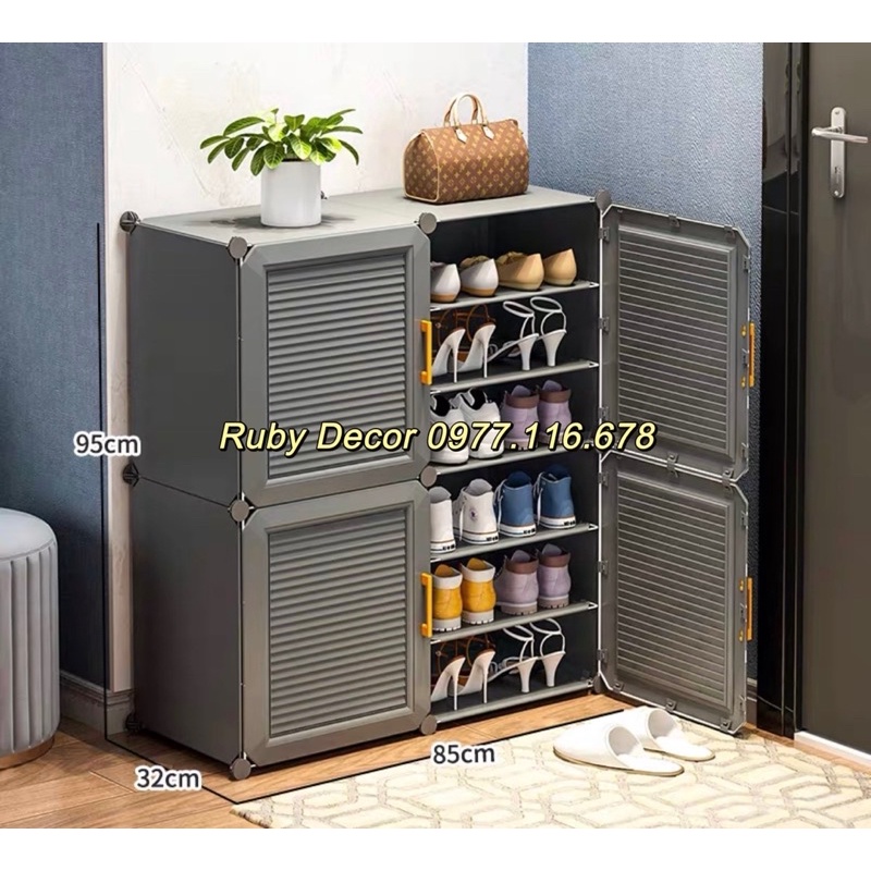 “MẪU HOT” Tủ nhựa đựng giày lắp ghép đa năng 12 ngăn đựng 24 đôi - Ruby Decor