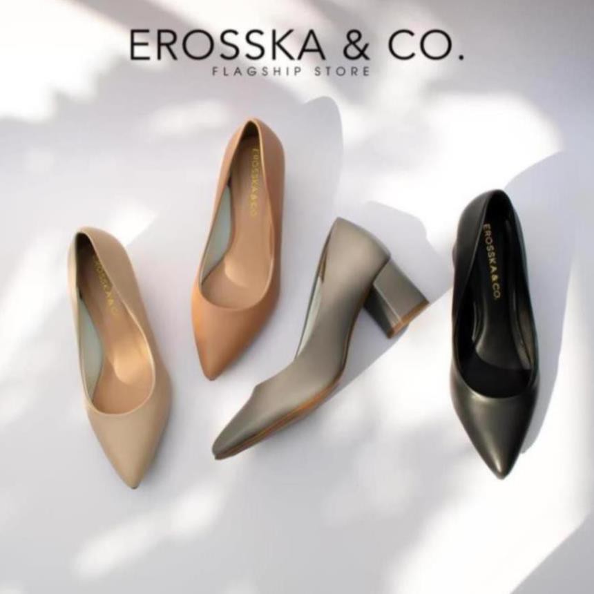 [Sale 3/3]Giày cao gót Erosska thời trang mũi nhọn kiểu dáng cơ bản cao 5cm màu xám _ EP011 P09 : " ` :