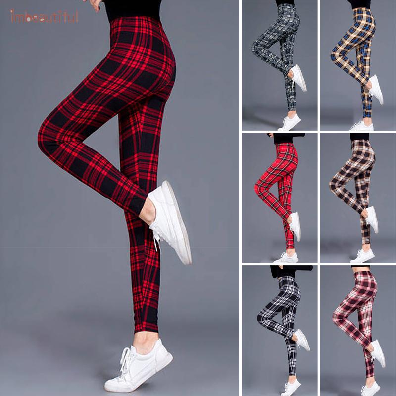 Quần legging họa tiết sọc caro chất liệu co giãn tập Yoga và chơi thể thao thích hợp cho nữ | BigBuy360 - bigbuy360.vn