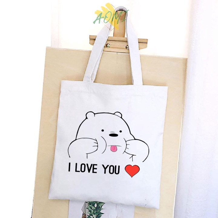 [Nhiều mẫu Đẹp] TÚI VẢI LOVE ĐEO VAI TOTE CANVAS BAG CÓ KHÓA KÉO SIZE LỚN 33x38cm PHONG CÁCH CÁ TÍNH HOT TREND AO