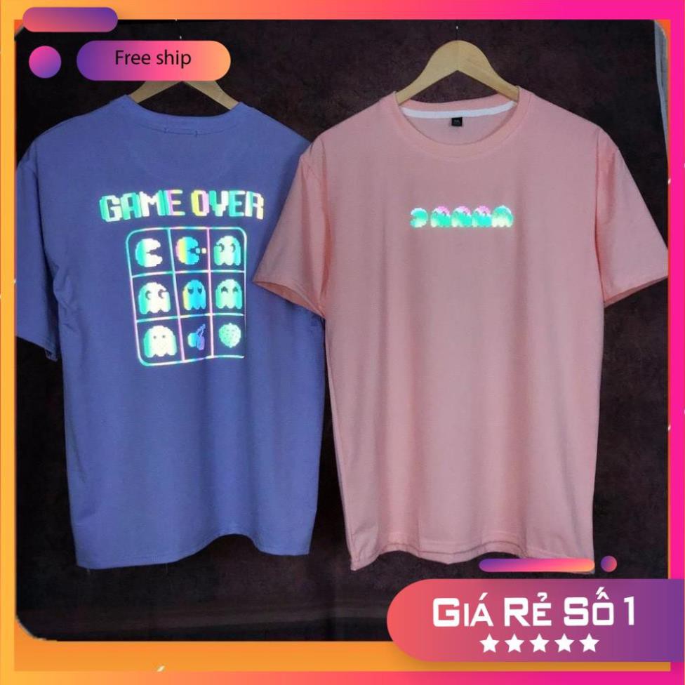 ÁO THUN PHẢN QUANG NAM NỮ UNISEX TAY LỠ DÁNG DÀI FORM RỘNG-GAME OVER-ÁO PHÔNG NAM NỮ ÁO ĐÔI ÁO NHÓM