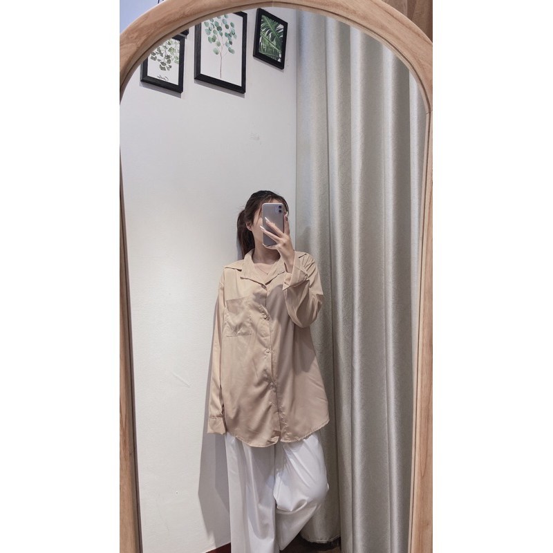 Áo Sơ Mi Nữ Form Rộng Đũi Hàn Kiểu Màu Trắng, Be Đẹp Dài Tay Phong Cách Ulzzang Vintage Hàn Quốc Cao Cấp Trơn