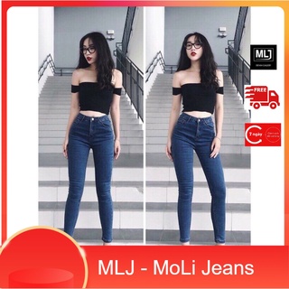 Quần jean dài màu xanh đậm truyền thống, lưng cao trên rốn, co dãn mạnh 2270