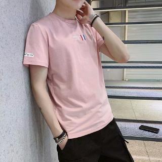 Áo thun nam cổ tròn đơn giản mùa hè màu trắng / đen / hồng