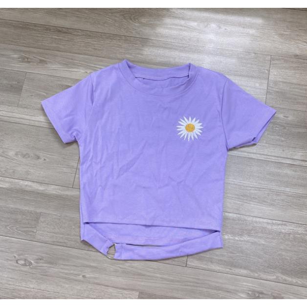 Áo Croptop Thêu Hoa Cúc Phối Khoen Eo Borip Thun Gân Nữ Cá Tính Màu Tím/Đen/Trắng/Vàng DRACR15 Mys Unicorn Fashion | BigBuy360 - bigbuy360.vn