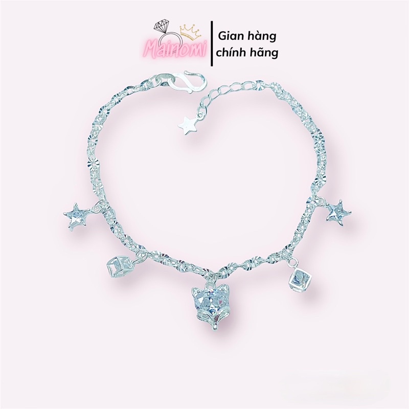Vòng tay lắc tay hồ ly bạc ta mix charm hộp và charm ngôi sao MAINOMI Shop bạc xinh