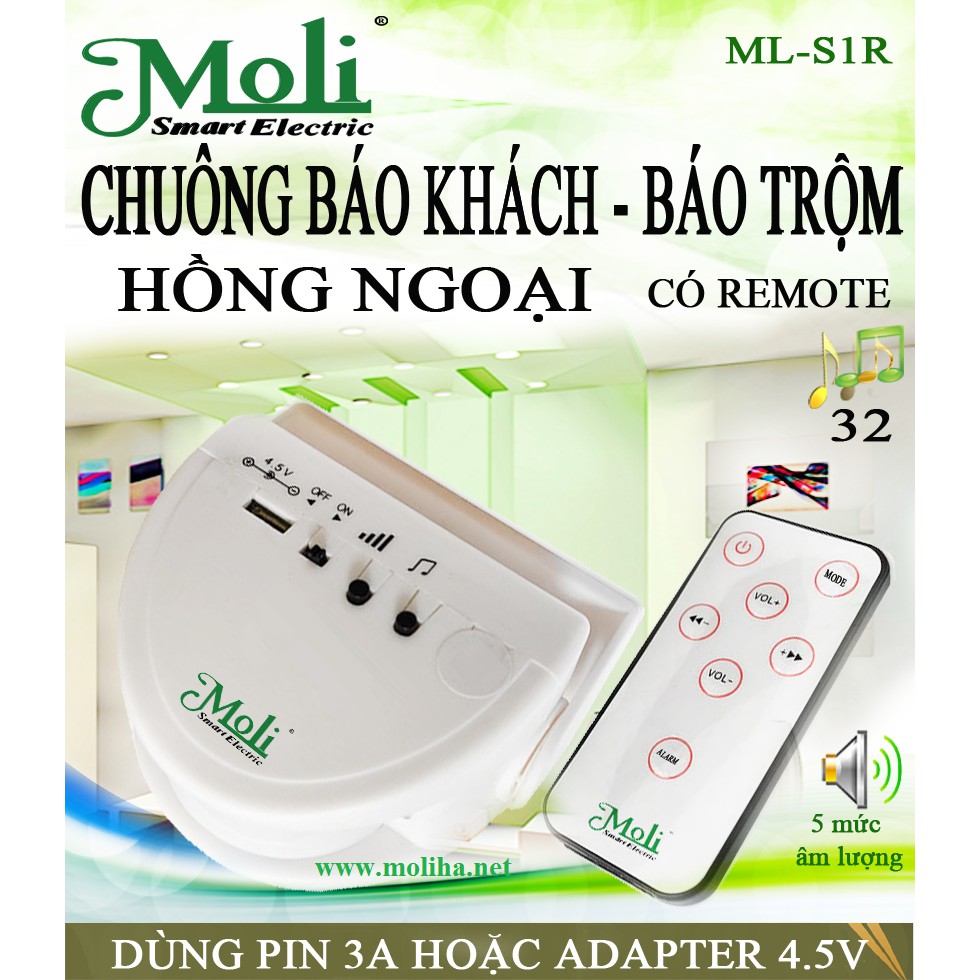 CHUÔNG BÁO KHÁCH BÁO TRỘM HỒNG NGOẠI CÓ REMOTE