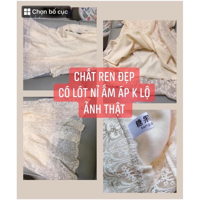 Váy ren trắng tiểu thư hàng quảng châu