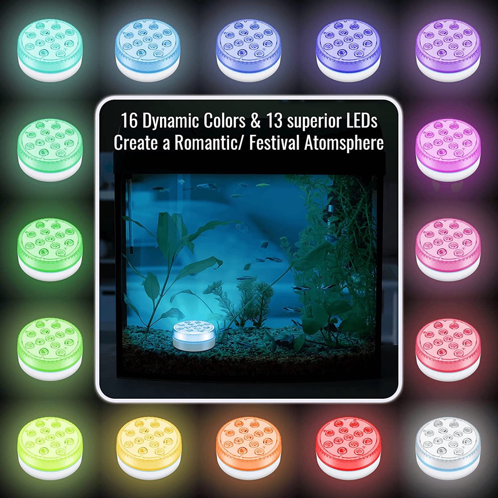 Đèn LED Chìm Dưới Nước 16 Màu Có Cốc Hút Từ Tính Chống Nước Cho Hồ Bơi / Bồn Tắm
