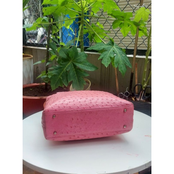 Túi da đà điểu xách tay màu hồng. Túi 2hand