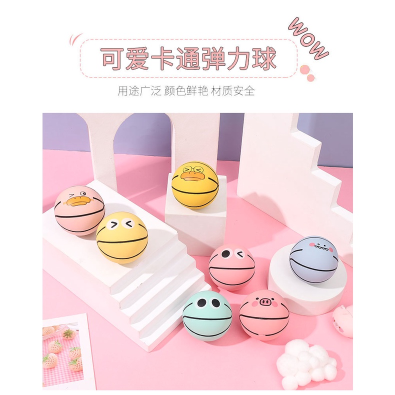 Bóng rổ đồ chơi bằng cao su đàn hồi cao 6cm họa tiết hoạt hình cho bé