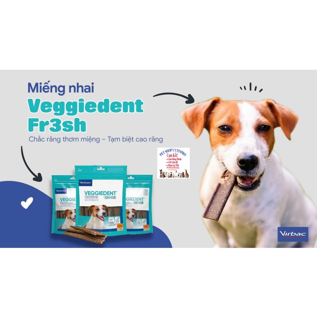 Xương gặm cho Chó Virbac Veggieden FR3SH Gói 240g Giúp sạch răng, Chắc răng, Thơm miệng, Loại bỏ cao răng