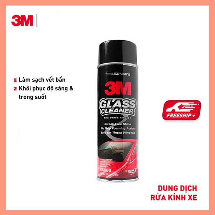 Dung Dịch Rửa Kính Ô Tô Chuyên Dụng 3M 08888 Glass Cleaner Dùng Cho Xe Hơi và Kính Trong Gia Đình (Nhập Khẩu USA)