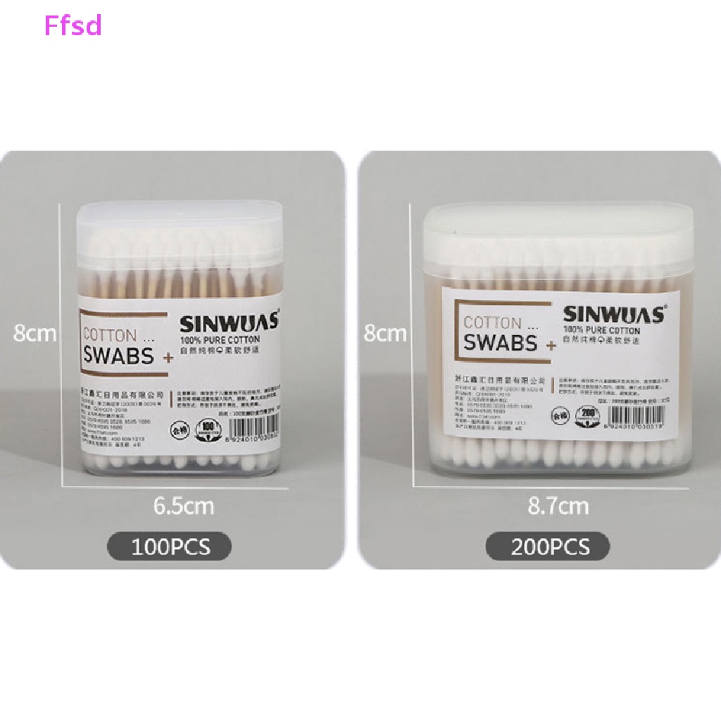 Hộp 100 / 200 Tăm Bông Cotton Hai Đầu Dùng Một Lần Đa Ứng Dụng
