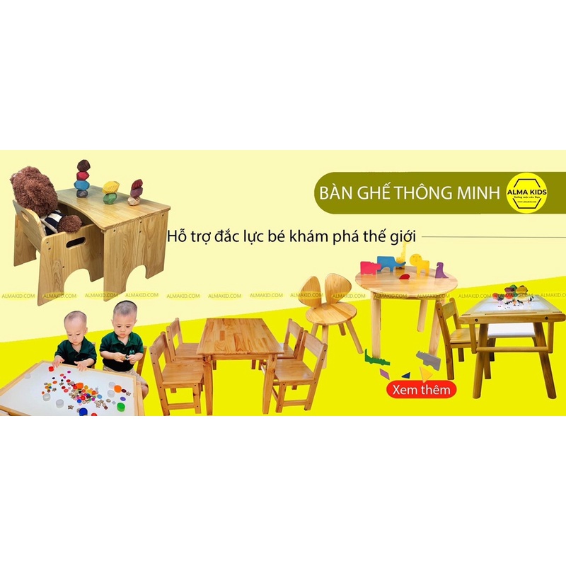 Bàn Gỗ Đa Năng Bàn Gỗ Tròn Vuông Cho Bé Bàn Cho Bé