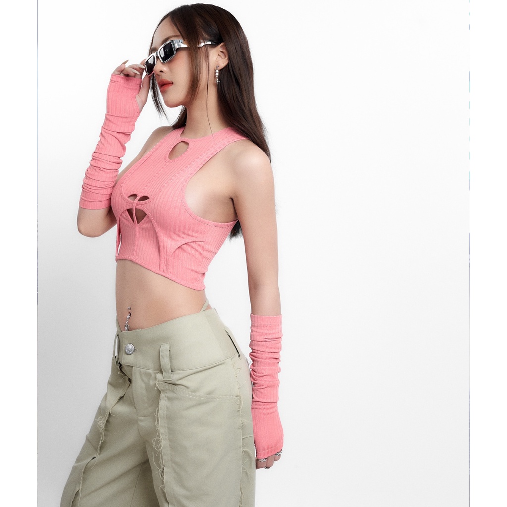 Áo thun nữ croptop Onism Chaos dream top màu hồng/nude/xanh bơ - Croptop minidrop22 ONISM