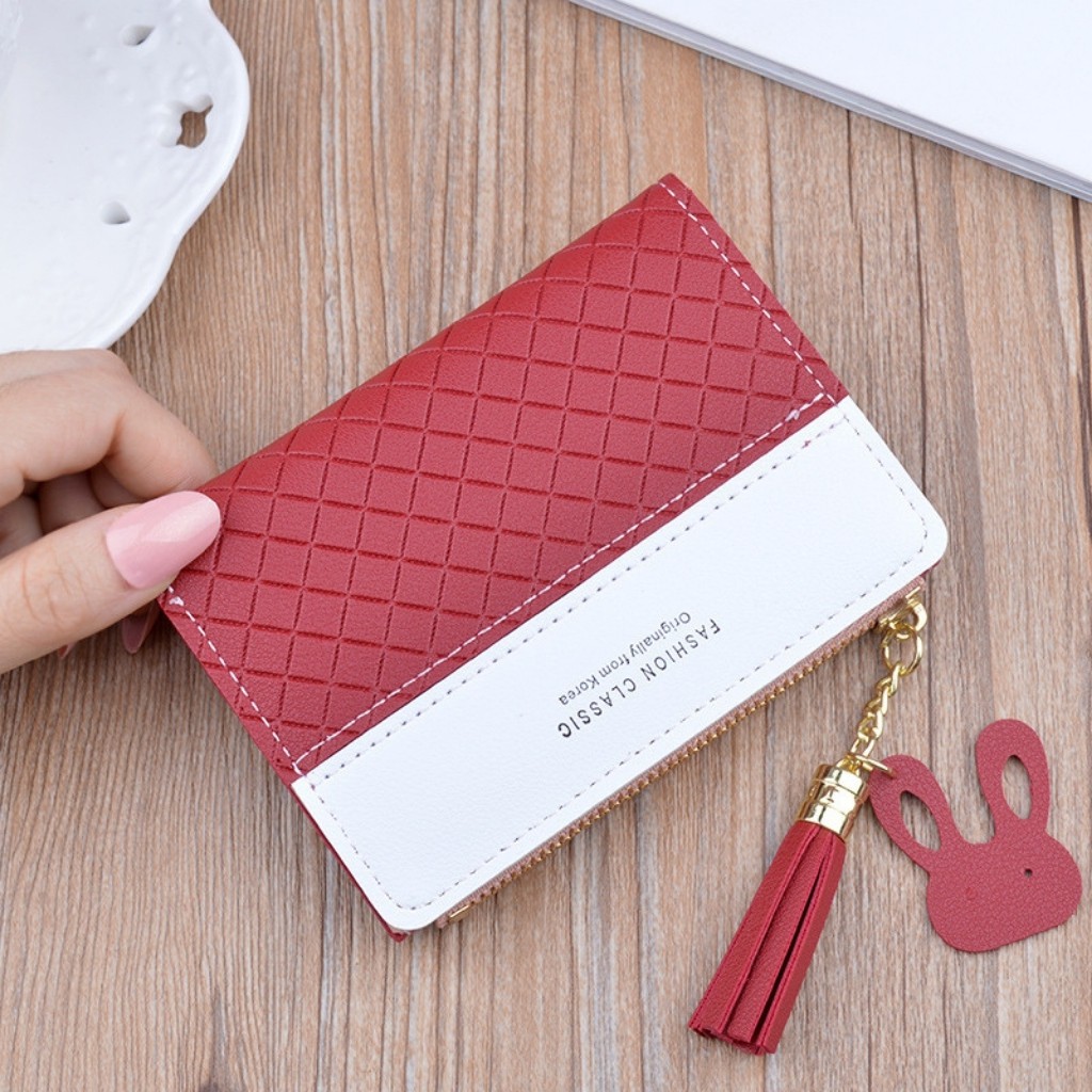 Ví Nữ Mini, Ví Nữ Mini Cầm Tay Khoá Kéo Và Có Tua Rua Thời Trang V001429 COCO STORE