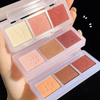 Bảng phấn mắt 3 màu GECOMO nhũ kira tông cam đào hồng đất Cute Claw Three Color Eyeshadow Palette GECO08