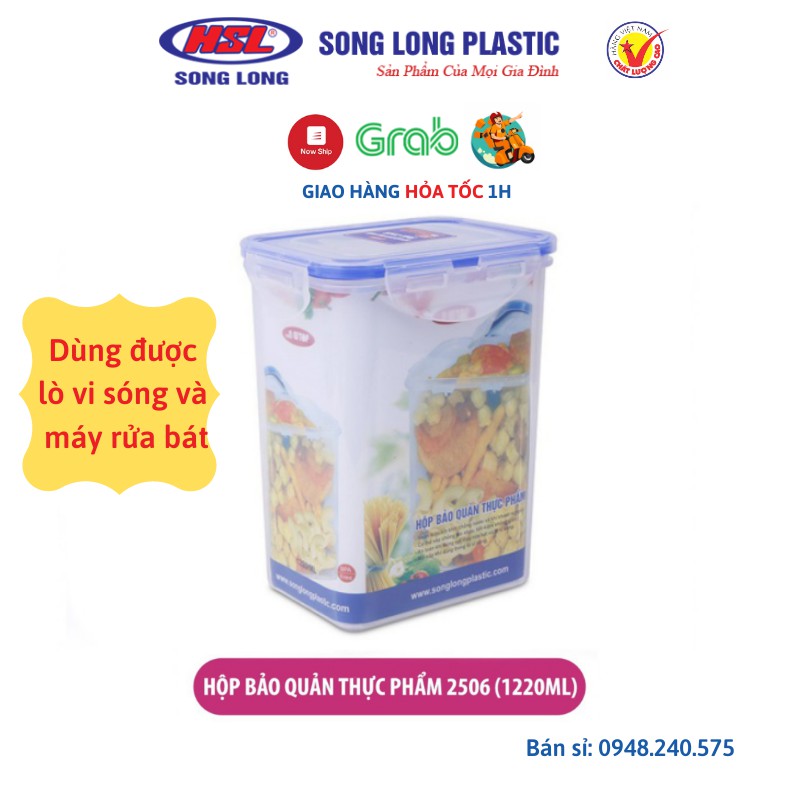 Hộp đựng thực phẩm 1220ml, 850ml, 450ml, 300ml Four Lock nhựa có nắp đậy tủ lạnh, lò vi sóng, máy rửa bát Song Long