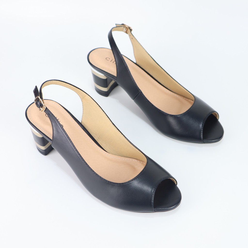 Giày sandal cao gót nữ hở mũi thanh lịch phối gót màu độc lạ 5cm đi làm dạo phố Cillie  1019