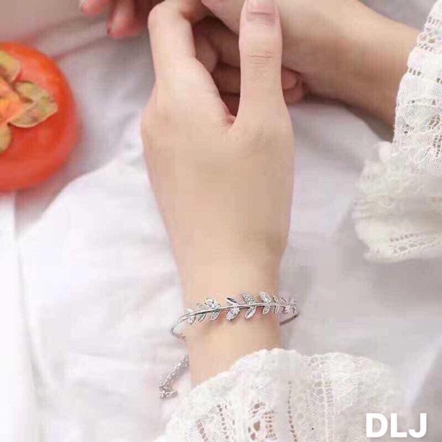 LẮC TAY NỮ BẠC TA -LẮC TAY LÁ KÈM XÍCH SANG CHẢNH
