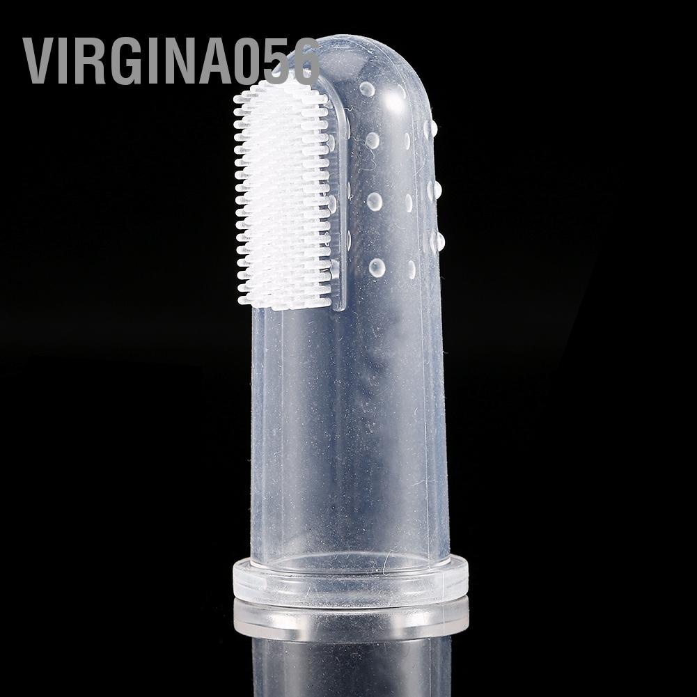 Virgina056 Bàn chải đánh răng ngón tay mềm silicon bằng cao su làm sạch cho trẻ sơ sinh