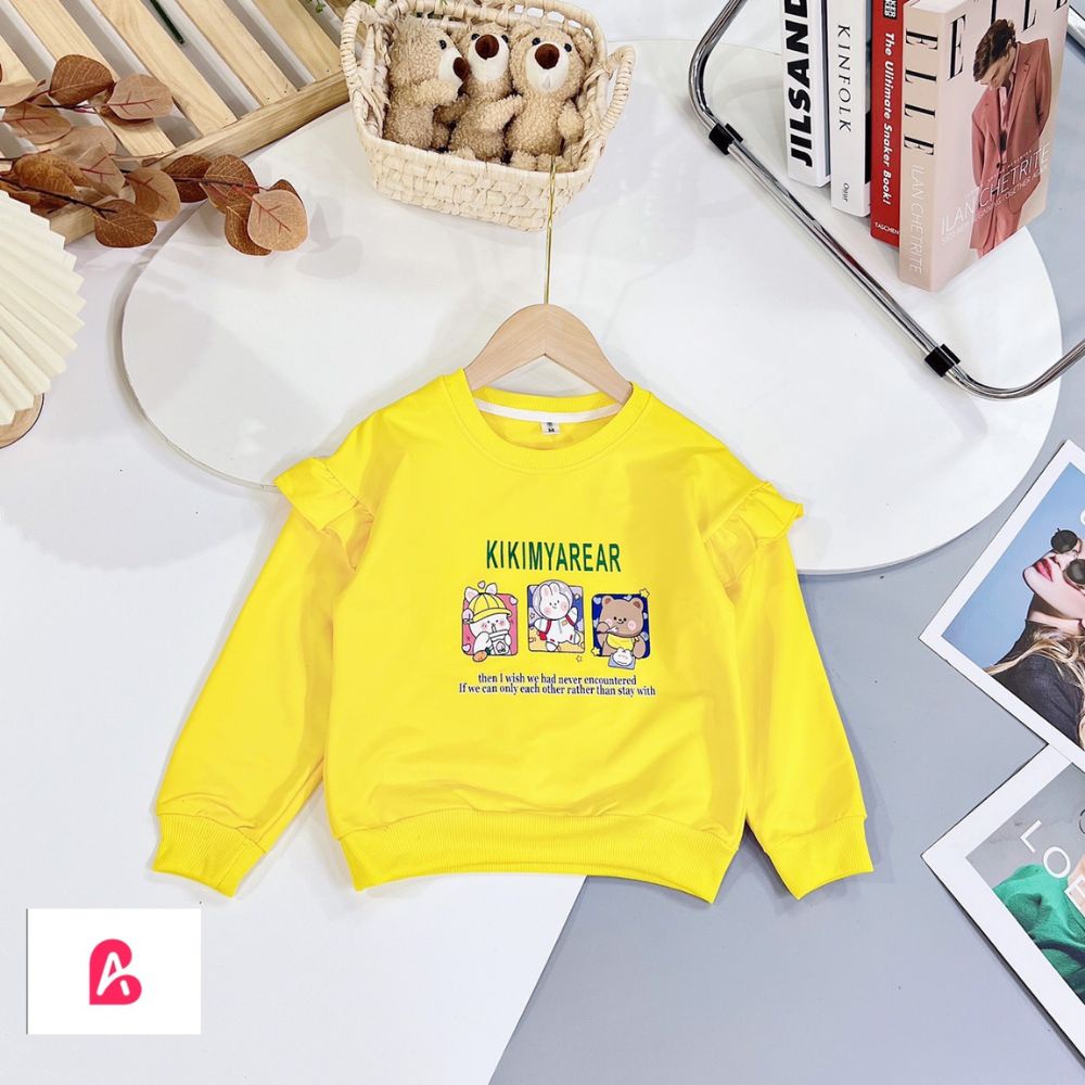 Áo cotton dài tay giữ nhiệt thu đông bé gái đi học đi chơi