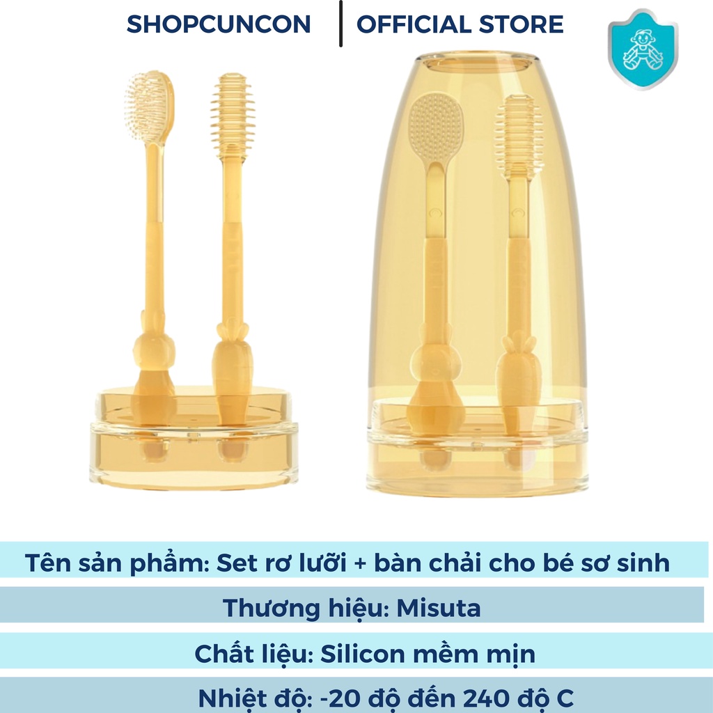 Bàn chải đánh răng kèm rơ lưỡi Siliicon chịu nhiệt kèm cốc cho bé từ 0-24 tháng tuổi, set vệ sinh răng miệng cho bé