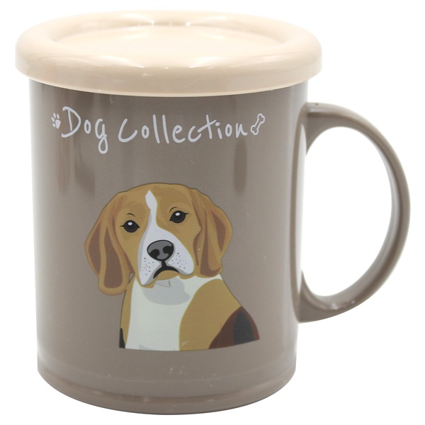 Ca Nhựa Có Nắp 350 ml Dog Collection - Moshi Moshi 313 - Màu Nâu Đậm