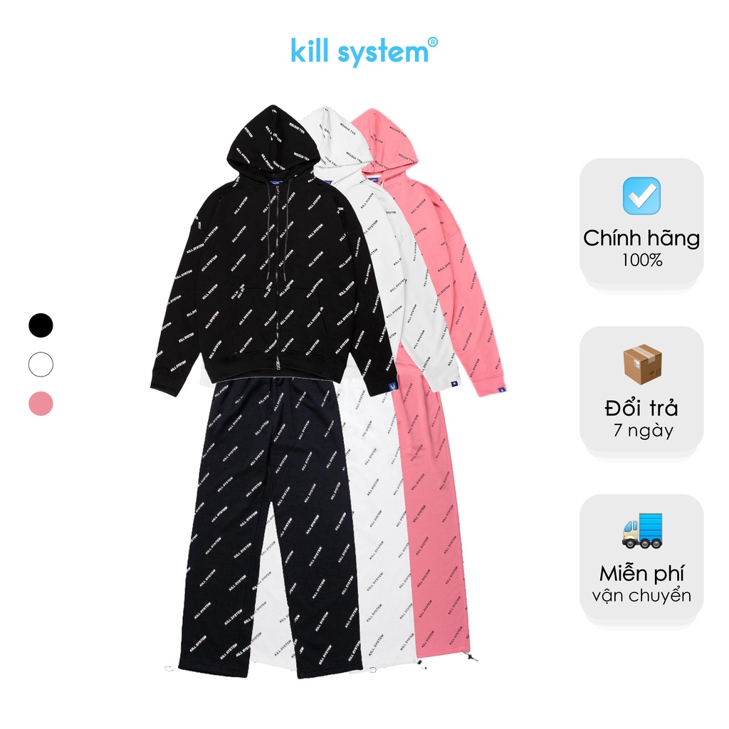 Combo áo quần Kill System suông ống rộng Cross nam nữ, nhiều màu thumbnail
