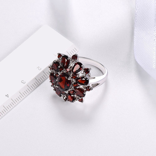 1 Nhẫn Cưới Bạc 925 Đính Đá Ruby Đỏ Thời Trang