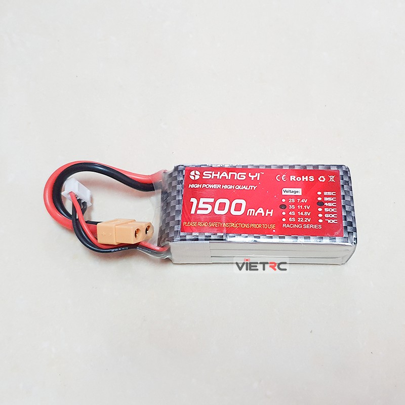 [VIETRC] Pin ShangYi 2S/3S/4S 1500/1800/2200/2600mAh dùng cho máy bay điều khiển từ xa, không dùng cho tàu, cano