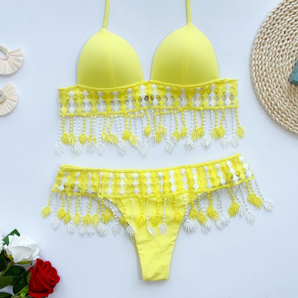 Set bikini nâng ngực thiết kế dây tua rua thời trang quyến rũ cho nữ | BigBuy360 - bigbuy360.vn