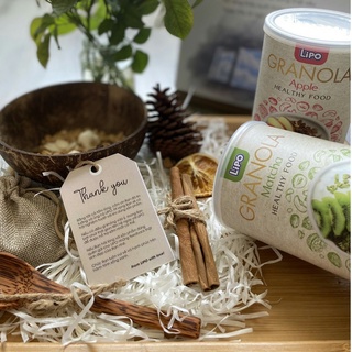 Quà tặng Bộ bát thìa gỗ dừa kèm bó quế xinh xắn