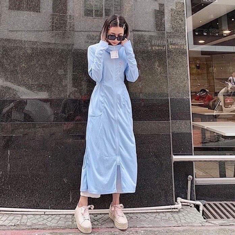 Áo choàng nắng CHIPXINHXK thông hơi kim cương 1 lớp eo chun